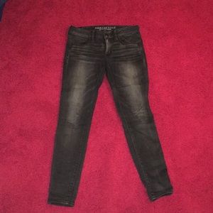Gray/black jegging jeans - skinny, low rise, AE